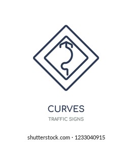 Curves sign icon. Curves sign linear symbol design from Traffic signs collection. Simple outline element vector illustration on white background