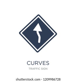 Curves sign icon. Trendy flat vector Curves sign icon on white background from traffic sign collection, vector illustration can be use for web and mobile, eps10