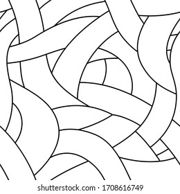Curves that cross each other. Black and white seamless pattern.