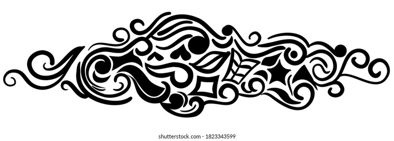 The curves that make up the shape of clouds. There are stars and hearts hide.