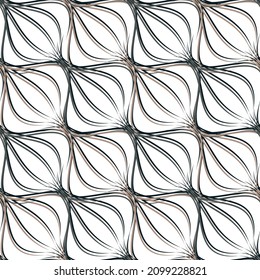 Curvilinear mesh pattern, diagonal, seamless vector background. 