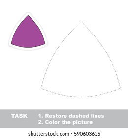 Curvilinear Triangle. Dot to dot educational game for kids, the primary geometry for preschool children.