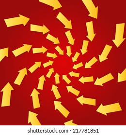 curving arrows sweep inward