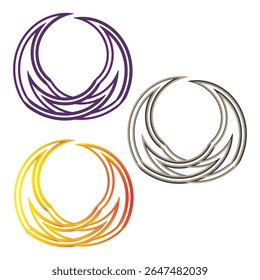 Curving circle set. Abstracte ringvormen. Ronde elementen avy. Vector creatieve collectie.