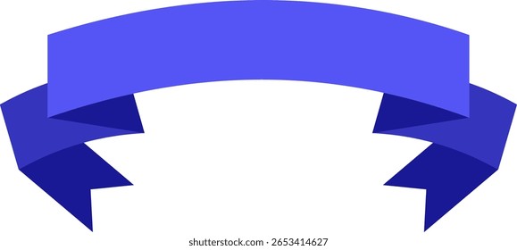 Curving elegantly across a pristine white background, a simple blue ribbon banner offers generous copy space, perfect for celebrating achievements or announcing awards and honors