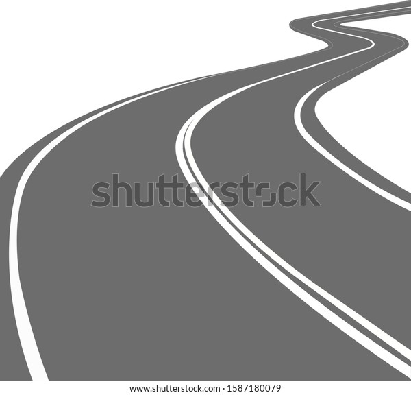 Curving Highway Double White Dividing Strip Stock Vector (Royalty Free ...