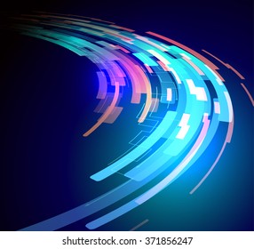 curving ray of light, abstract image, vector illustration