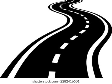 Curving road isolated vector silhouette.