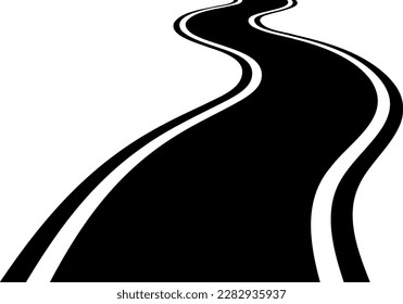 Curving road isolated vector silhouette.