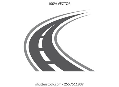 Curving tarred road or highway icon logo vector