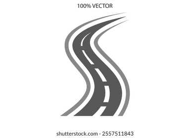 Curving tarred road or highway icon logo vector