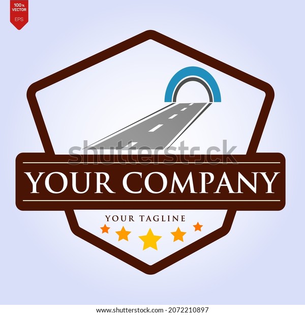 Curving tarred road or highway icon logo with\
center markings with diminishing perspective to infinity, cartoon\
illustration isolated on\
white