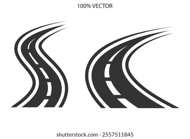 Curving tarred road or highway  logo vector