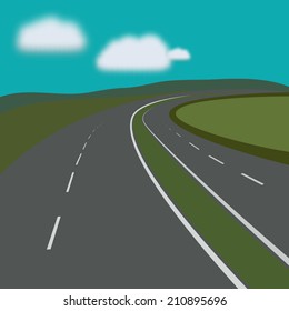 Curving tarred road or highway, there is a gradient mesh, EPS10 - vector graphics.