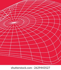 Curving White Grid Abstract Topography on Crimson spider web