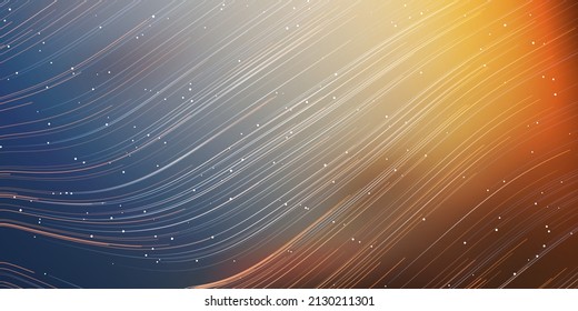 Curving,Flowing Energy Lines Pattern in Glowing Sunlit Space and Starry Sky Around - Modern Style Futuristic Technology or Astrology Concept Background, Generative Art, Creative Template,Vector Design - Shutterstock ID 2130211301