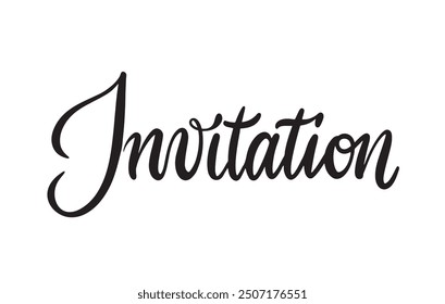 Curvsive Hand Written Invitation Lettering Sign. Brush Pen Vector Script in Modern Style. Celebration and Wedding Calligraphy word.