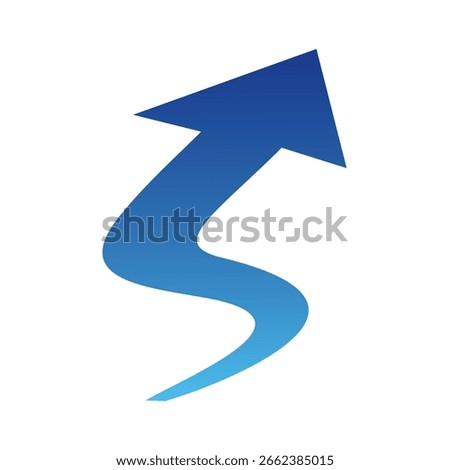 Curvy Arrow Upwards in Gradient Blue Color, vector illustration isolated on white background, eps
