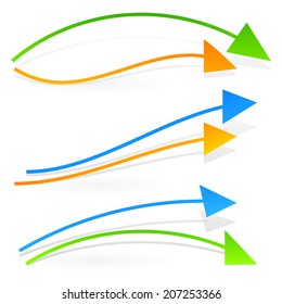 Curvy, bending arrows