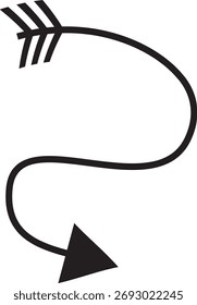 Curvy Black Arrow Vetor Design: Ilustração de ícone de direção moderna