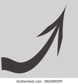 A curvy black upward trend arrow.