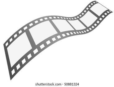 Curvy blank film strip isolated on white background