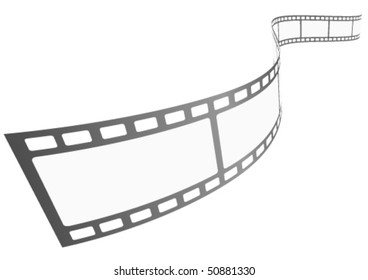 Curvy blank film strip isolated on white background