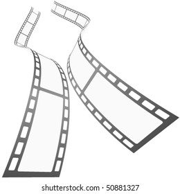Curvy blank film strips isolated on white background