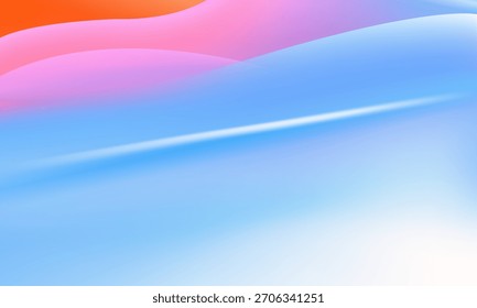 Curvy Bright Gradient Abstract Background in Orange Pink and Blue