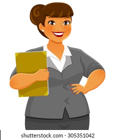 curvy business woman smiling confidently