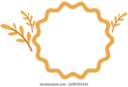 Marco circular curvo decorado con hojas naranjas de aspecto minimalista