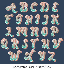 Curvy colorful typography font design