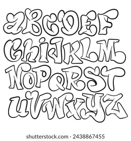 Curvy and Fluid Graffiti Alphabet, Illustration Vector