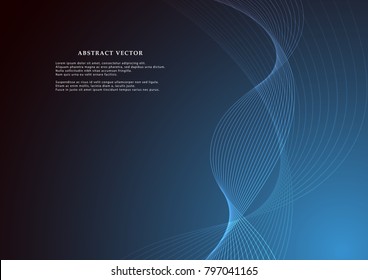 Curvy geometric wavy lines pattern pattern on a colorful blue background. Vector graphic illustration template  for use in the projects business, science, education and technology.