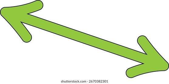 Curvy green arrow icon with a wavy path, indicating back or return navigation; clean vector with rounded stroke for UI, UX and web apps.