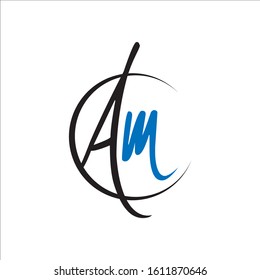 curvy initial A M Letter AM logo design vector graphic concept