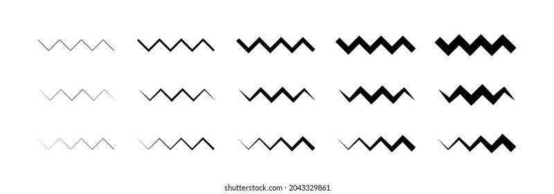 Curvy lines collection. Seamless pattern. Horizontal wave lines isolated icons set. Zig zag wiggly lines. Set of curvy wiggly wavy zig zag horizontal lines set. Vector graphic. EPS 10