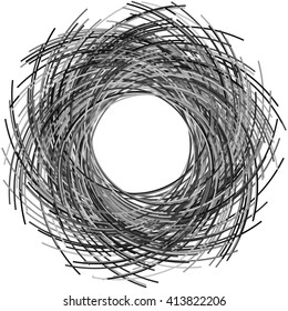 Curvy lines. Scattered curved, intersecting lines. Abstract grayscale frame design. Background grayscale illustration.