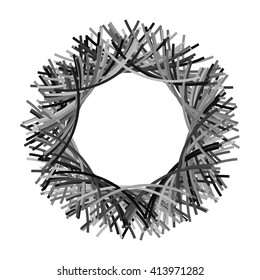 Curvy lines. Scattered curved, intersecting lines. Abstract grayscale frame design. Background grayscale illustration.