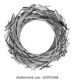 Curvy lines. Scattered curved, intersecting lines. Abstract grayscale frame design. Background grayscale illustration.