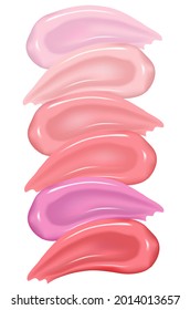 Curvy lipstick smear, smoothly smudged. Makeup sample, use for advertising flyer, banner, brochure and booklet. Vector make up beauty illustration