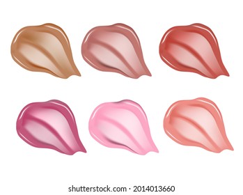 Curvy lipstick smear, smoothly smudged. Makeup sample, use for advertising flyer, banner, brochure and booklet. Vector make up beauty illustration