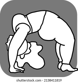 Curvy plus size woman has yoga class and make relaxation pose to be strong and trains her body. Hand drawn retro black and white vintage vector illustration. Old style comics cartoon line drawing.