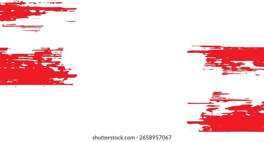 Eine kurvige rote Tintenvektorlinienpackung. Lange, abgerundete, handgezeichnete Pinselstriche, markierter Text, Rahmen und Kreise. Moderne asiatische Kalligrafie.
