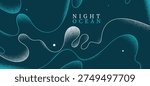 Curvy relaxing lines vector abstract background, creative concept of sea and ocean waves on a shore in the night, calming shapes of waves over the sand wallpaper.