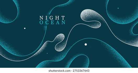 Curvy relaxing lines vector abstract background, creative concept of sea and ocean waves on a shore in the night, calming shapes of waves over the sand wallpaper.