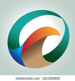A curvy ribbon design idea with gradient colors for icon or  corporate identity