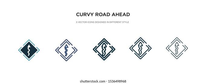 curvy road ahead icon in different style vector illustration. two colored and black curvy road ahead vector icons designed in filled, outline, line and stroke style can be used for web, mobile, ui