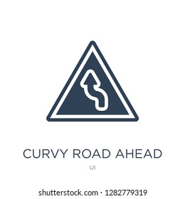 curvy road ahead icon vector on white background, curvy road ahead trendy filled icons from UI collection, curvy road ahead vector illustration