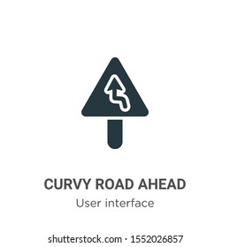 Curvy Road Ahead Vector Icon On White Background. Flat Vector Curvy Road Ahead Icon Symbol Sign From Modern User Interface Collection For Mobile Concept And Web Apps Design.